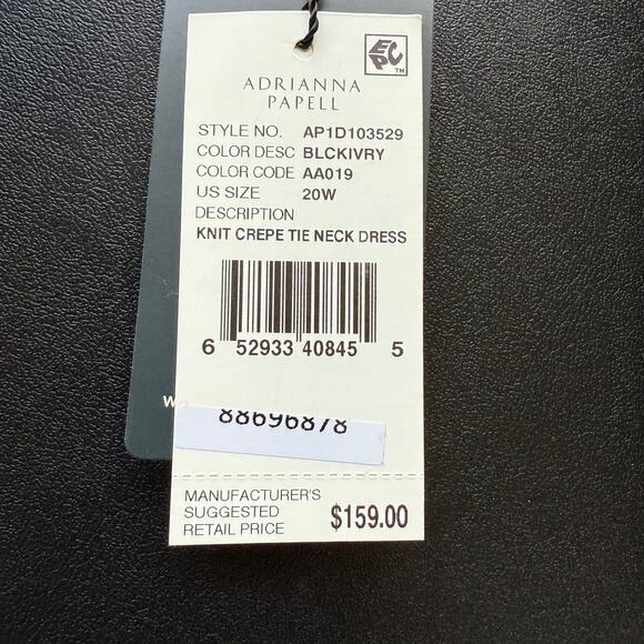 NWT ADRIANNA PAPELL 20W Plus Size Tie Neck Flounce Dress Soft Feminine Elegant - Picture 9 of 12